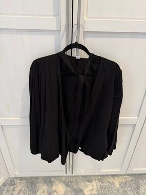 Womens Black Wrap Top